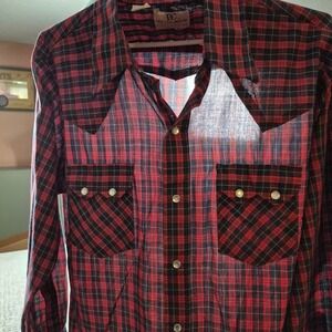 Vintage Dee Cee Brand Western Pearl Snap Shirt Mens Size XL USA 70s Sawtooth